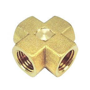 Nigo Industrial Co. Forged Brass Pipe Fitting, 4-Way Tee, Female Pipe (1, 1/8" x 1/8" x 1/8" x 1/8" NPT)