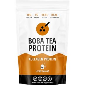 Boba Tea Protein Lychee Oolong Collagen | 30 Servings | Grass-Fed Hydrolyzed Bovine Collagen for Men and Women | Promotes Hair, Nail, Skin, Bone, and Joint Health | No Added Sugar