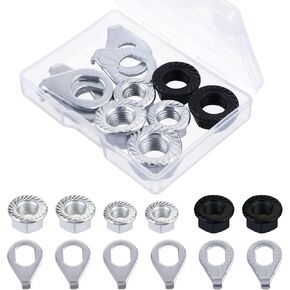 Bicycle Hub Axle Nut and Safety Washer Kit, Bike Nuts for Wheels, Mountain Bike Accessories, 3 Size M8/M9.5/M10 Bike Wheel Axle Nut