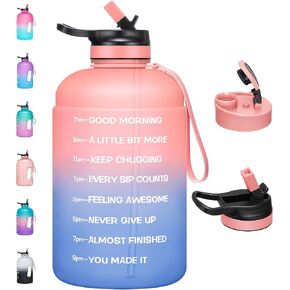 Large 74 oz/Half Gallon Motivational Water Bottle with 2 Lids (Chug and Straw), BPA Free Sports Drink Water Jug with Time Marker for Camping Sports Workouts and Outdoor Activity in Saudi Arabia