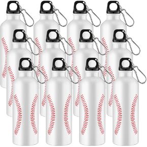 12 Pcs Baseball Water Bottles for Girls or Boys 17 oz Aluminum Baseball Gifts Tumbler Lid Leak Proof Baseball Sports Bottle for Gym Travel Teammate Coffee Friend Men Classmate Bicycle