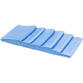 The Rag Company - Diamond Weave Glass & Window - Detailing Towels to Polish Mirrors & Chrome, Snakeskin Like Texture, Lint-Free, Streak-Free, 280gsm, 16in. x 24in, Light Blue (5-Pack)