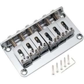 Musiclily Pro 52.5mm Modern Guitar Hardtail Fixed Bridge for Squier Strat American Mexican Strat/Tele Style Electric Guitar, Chrome