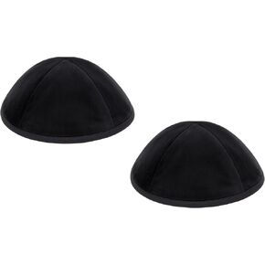 Velvet 4-Part Yarmulke with Rim, Black, 2-Pack (Sizes 1-9)
