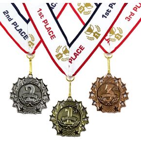 1st 2nd 3rd Place Ten Star Award Medals - 3 Piece Set (Gold, Silver, Bronze) Includes Neck Ribbon in Kuwait