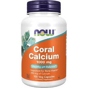 NOW Coral Calcium 1000mg, 100 Capsules (Pack of 2)