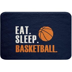 Feelyou Basketball Bath Mats 3D Ball Sports Bathroom Rugs Boys Girls Women Men Blue Eat Sleep Basketball Non Slip Bath Rugs for Bathroom Ball Games Room Decor 16"x24" Doormat Floor Mats for Bedroom