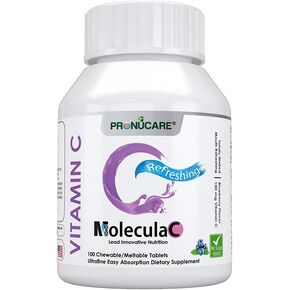 Vitamin C Chewable/Meltable Natural Blueberry Flavor Ultrafine Easy Oral Absorption 100mg Mouth Refreshing, 100CT