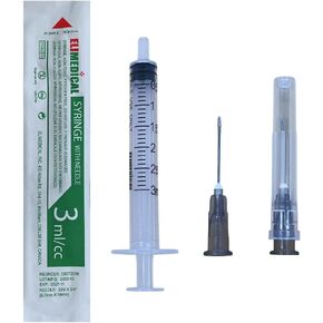 Veterinary Syringe with Needle, Luer Slip 3cc (3ml), 22G x 3/4 inch (19mm), Individually Sealed, 100 per box, 03ST2219
