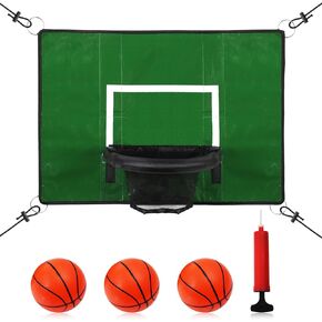 Trampoline Basketball Hoop, with Mini Basketballs and Inflator, Breakaway Rim for Dunking Square Trampoline Basketball Attachment Trampoline Accessory for Kids Adults Indoor Outdoor