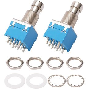 JIUWU Electric Guitar 3PDT 9 Pins Effects Stomp Foot Pedal Switch True Bypass with Solder Terminals Pack of 2