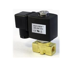 AceCrew Electromagnetic Brass Solenoid Valve 1/4 inch NPT 220VAC, 240VAC Normally Closed - flow control valve for gas, air & water