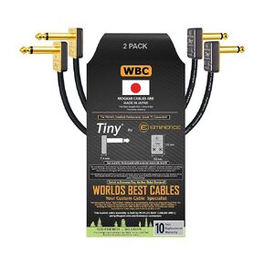 WORLDS BEST CABLES 2 Units - 15 Inch - Pedal, Effects, Patch, instrument cable CUSTOM MADE using Mogami 2319 wire & Eminence Tiny Gold-Plated Angled TS Connectors