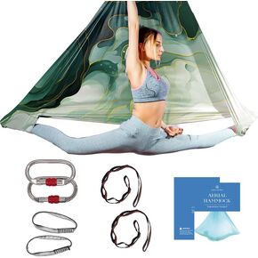 Aerial Yoga Hammock - Durable Aerial Silk with Extension Straps, Carabiners, and Pose Guide - Aerial Silks for Home, Antigravity Yoga, Inversion Exercises, Yoga Starter Kit for All Levels