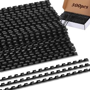 Maitys 300 Pcs Plastic Binding Combs Bulk Comb Binding Ring 19 Ring Comb Binding Spines Letter Size Spiral Binding for Notebook Calendar Picture (Mixed Colors, 1/4 Inch)