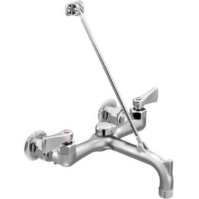 Designed to withstand heavy daily use, the Moen Commercial M-DURA Two-Handle Service Sink Faucet with Vacuum Breaker delivers everyday reliability in commercial settings. This wall-mounted faucet is constructed from solid cast brass and has a timeless rou