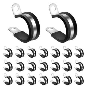 50pcs 3/4 Inch / 1.9cm Cable Clamps, Stainless Steel Metal Insulated Clamp Wire Organizer Clips Pipe Conduit Hose Clamp Mounting Cord Fastener Clips