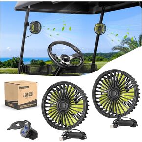10L0L Golf Cart Fan Portable Fans USB Powered for Yamaha EZGO Club Car with USB Port 3.0, 3 Speeds Strong Airflow Mini Fan 360°Rotation, Quiet Personal Cooling Fan for Outdoor Travel Camping