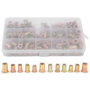 150Pcs Rivet Nuts Set 6-32 8-32 10-24 10-32 1/4-20 Model Carbon Steel Rivet Nut Mixed Rivet Nut, Fastener Hardware, British System Galvanized Carbon Steel