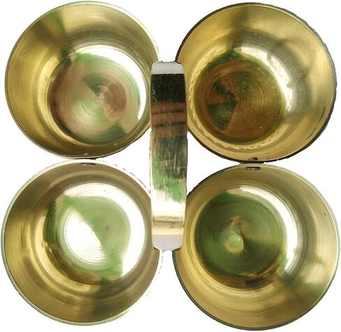 حامل وعاء صغير من النحاس Chowmukh 4 باترا لإكسسوارات بوجا حامل Haldi Kumkum مع طبق لكل مناسبة للمهرجان in Kuwait