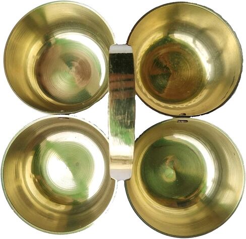 حامل وعاء صغير من النحاس Chowmukh 4 باترا لإكسسوارات بوجا حامل Haldi Kumkum مع طبق لكل مناسبة للمهرجان in Kuwait