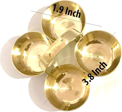 حامل وعاء صغير من النحاس Chowmukh 4 باترا لإكسسوارات بوجا حامل Haldi Kumkum مع طبق لكل مناسبة للمهرجان in Kuwait