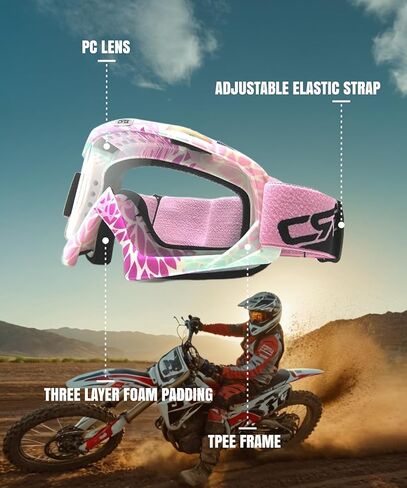 Motorcycle Goggle ATV Dirt Bike Off Road Racing Motocross Goggles for Men, Women, Adults in Kuwait