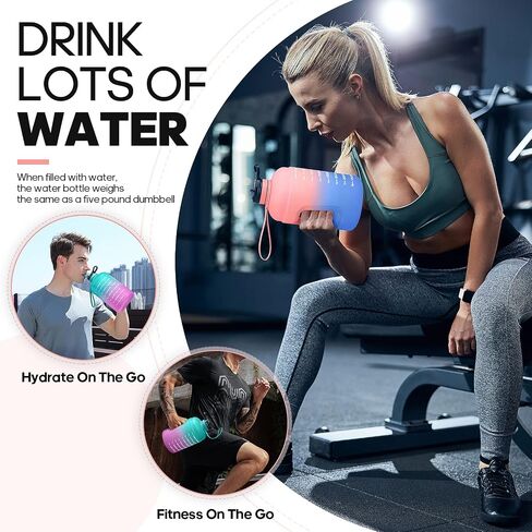 Large 74 oz/Half Gallon Motivational Water Bottle with 2 Lids (Chug and Straw), BPA Free Sports Drink Water Jug with Time Marker for Camping Sports Workouts and Outdoor Activity in Saudi Arabia