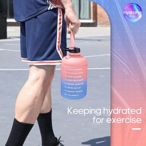 Large 74 oz/Half Gallon Motivational Water Bottle with 2 Lids (Chug and Straw), BPA Free Sports Drink Water Jug with Time Marker for Camping Sports Workouts and Outdoor Activity in Saudi Arabia