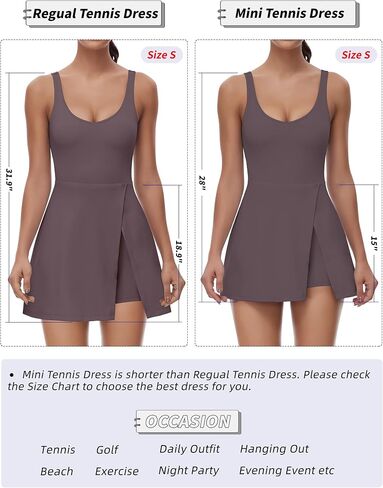 Tennis Dress for Women U Neck Athletic Dress with Built in Shorts and Bra for Sleeveless Side Slit Flare Mini Dresses in Saudi Arabia