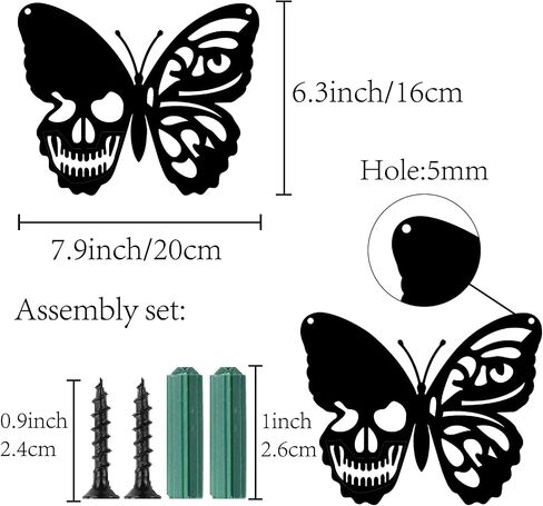 CREATCABIN Skull Metal Wall Art Butterfly Decor Wall Hanging Plaques Ornaments Iron Wall Art Sculpture Sign for Indoor Outdoor Home Livingroom Kitchen Garden Office Decoration Gift Black 6.3 x 7.9inch in Saudi Arabia
