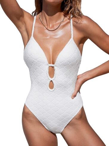 CUPSHE Women's One Piece Swimsuit Bathing Suit Scoop Neck Cutout Molded Cups Push Up Cheeky Swimwear in Saudi Arabia