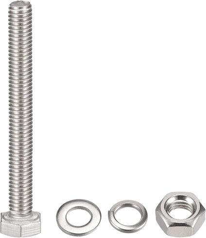 uxcell M6 x 60mm براغي سداسية الرأس، صواميل، مجموعات غسالات مسطحة وقفل، 304 مسامير سداسية من الفولاذ المقاوم للصدأ بالكامل 6 مجموعات in Saudi Arabia