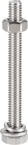 uxcell M6 x 60mm براغي سداسية الرأس، صواميل، مجموعات غسالات مسطحة وقفل، 304 مسامير سداسية من الفولاذ المقاوم للصدأ بالكامل 6 مجموعات in Saudi Arabia