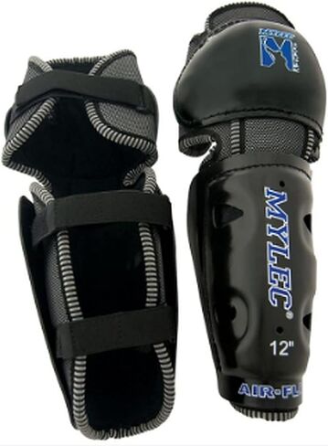 MyLec MK3 Shin Pad, Lightweight & Durable Hockey Accessories, Velcro Straps for Custom Fit, Hard Front Shells with Breathable Material, Waffle Foam Back Shin Guards (Black) in Saudi Arabia