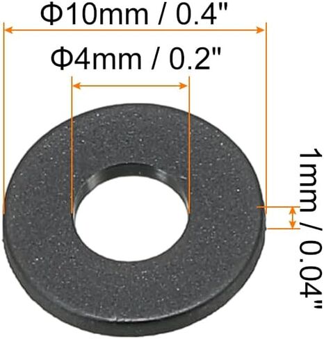 PATIKIL M4 Nylon Flat Washer, 150 Pack 4mm ID 10mm OD 1mm Thick Sealing Spacer Gasket Ring for Faucet Pipe Water Hose Fastener Bolt, Black in Saudi Arabia