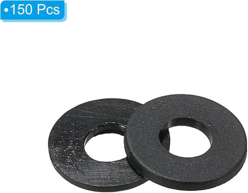 PATIKIL M4 Nylon Flat Washer, 150 Pack 4mm ID 10mm OD 1mm Thick Sealing Spacer Gasket Ring for Faucet Pipe Water Hose Fastener Bolt, Black in Saudi Arabia