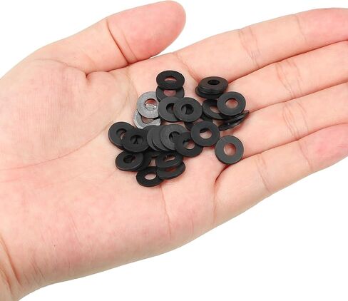 PATIKIL M4 Nylon Flat Washer, 150 Pack 4mm ID 10mm OD 1mm Thick Sealing Spacer Gasket Ring for Faucet Pipe Water Hose Fastener Bolt, Black in Saudi Arabia