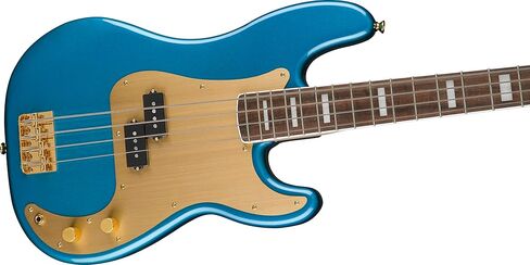 إصدار Squier 40th Anniversary Precision Bass Gold Edition، Lake Placid Blue، لوحة أصابع Laurel in Kuwait