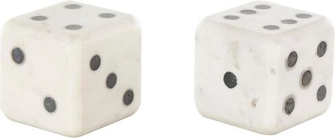 Deco 79 Marble Bookends Dice with Black Accents, Set of 2 4" W, 4" H, White in Saudi Arabia
