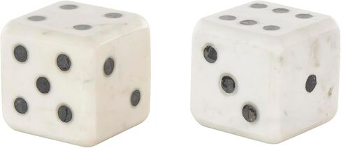Deco 79 Marble Bookends Dice with Black Accents, Set of 2 4" W, 4" H, White in Saudi Arabia