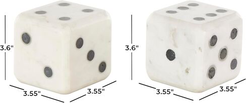 Deco 79 Marble Bookends Dice with Black Accents, Set of 2 4" W, 4" H, White in Saudi Arabia