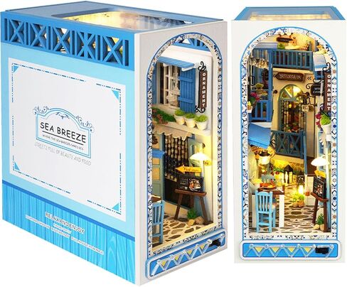 مجموعة زوايا الكتب DIY، غلاف خشبي ثلاثي الأبعاد للديكور، مجموعة بناء نموذج زاوية الكتب للبالغين والمراهقين، رف كتب محيطي مصغر، ملحق ديكور مع أضواء LED، هدية لمحبي الكتب in Kuwait