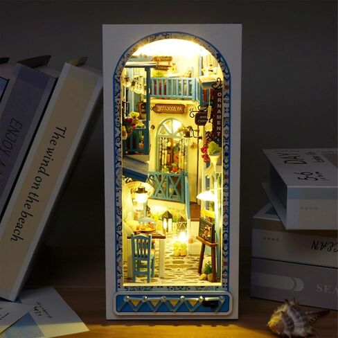 مجموعة زوايا الكتب DIY، غلاف خشبي ثلاثي الأبعاد للديكور، مجموعة بناء نموذج زاوية الكتب للبالغين والمراهقين، رف كتب محيطي مصغر، ملحق ديكور مع أضواء LED، هدية لمحبي الكتب in Kuwait