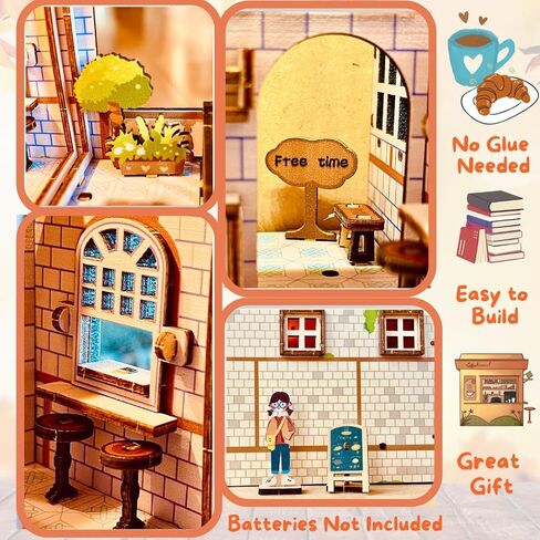 مجموعة زوايا الكتب، مقهى مصغر، مقهى، ديكور رف الكتب، طقم منزل DIY، رف كتب، مزهرية كتب هدية in Saudi Arabia