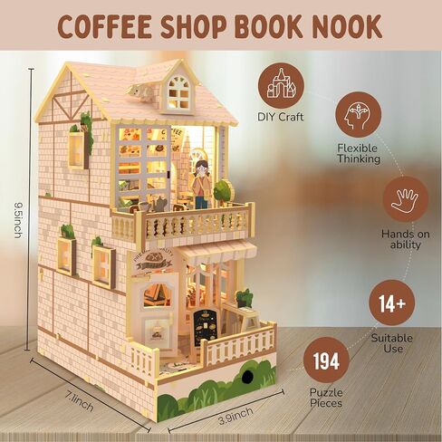 مجموعة زوايا الكتب، مقهى مصغر، مقهى، ديكور رف الكتب، طقم منزل DIY، رف كتب، مزهرية كتب هدية in Saudi Arabia