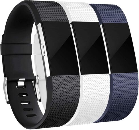 Maledan Bands Replacement Compatible with Fitbit Charge 2, 3-Pack, Large Gray/Blue/Black in Saudi Arabia