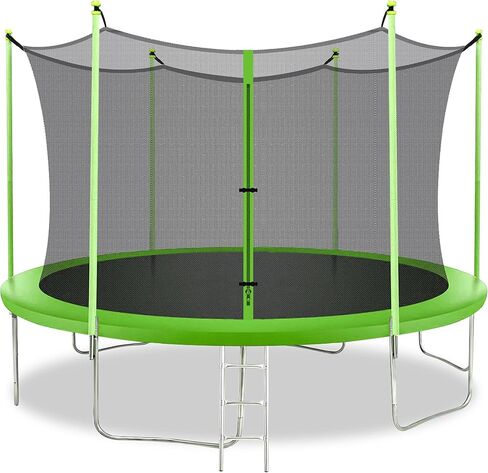 8FT 10FT 12FT 14FT Trampoline with Enclosure Net Outdoor Jump Rectangle Trampoline - ASTM Approved-Combo Bounce Exercise Trampoline PVC Spring Cover Padding for Kids and Adults in Kuwait