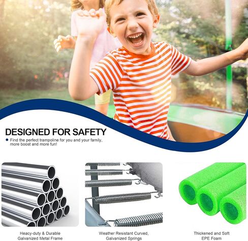 8FT 10FT 12FT 14FT Trampoline with Enclosure Net Outdoor Jump Rectangle Trampoline - ASTM Approved-Combo Bounce Exercise Trampoline PVC Spring Cover Padding for Kids and Adults in Kuwait