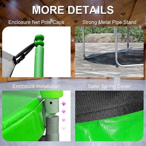 8FT 10FT 12FT 14FT Trampoline with Enclosure Net Outdoor Jump Rectangle Trampoline - ASTM Approved-Combo Bounce Exercise Trampoline PVC Spring Cover Padding for Kids and Adults in Kuwait